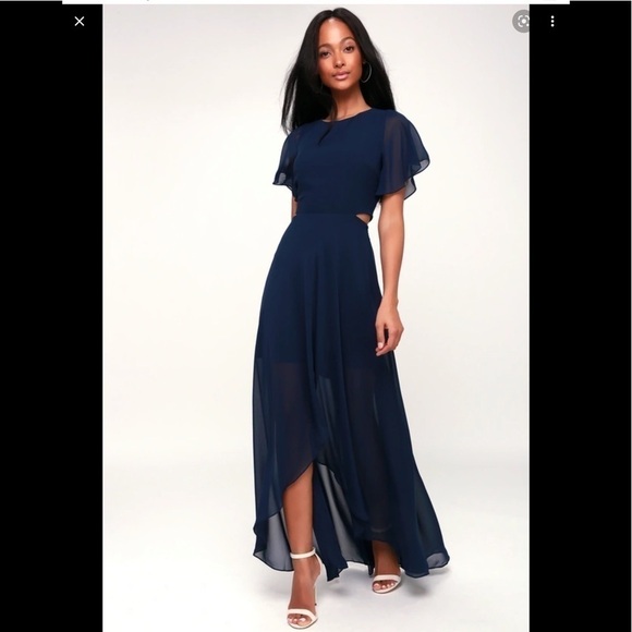 Ali & Jay Bohemian Rhapsody Navy Blue Cutout High-Low Dress size Small D60 - Picture 1 of 12